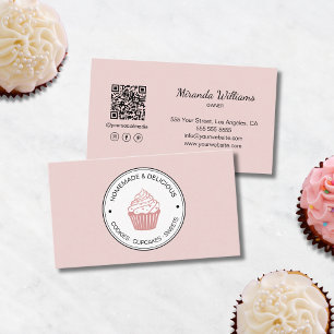Carte De Visite Création de logo de boulangerie QR Rose