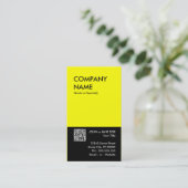 Carte De Visite création en gras jaune votre propre code QR (Debout devant)