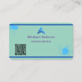 Carte De Visite Création Moderne avec Code QR et Éclaboussure de P (Devant)