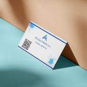 Carte De Visite Création Moderne avec Code QR et Éclaboussure de P