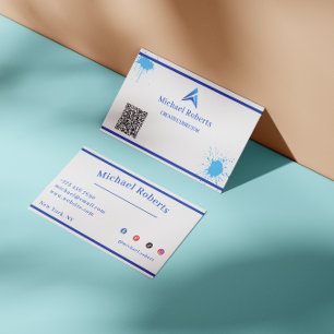 Carte De Visite Création Moderne avec Code QR et Éclaboussure de P