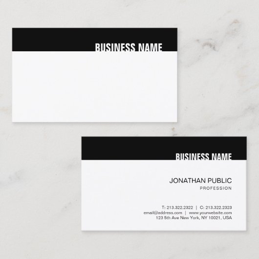 Carte De Visite Creative Black Blanc Moderne Simple Modèle tendanc (Devant / Derrière)