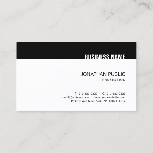 Carte De Visite Creative Black Blanc Moderne Simple Modèle tendanc (Dos)
