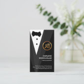 Carte De Visite Creative Black Tuxedo Gold Boutonniere (Debout devant)