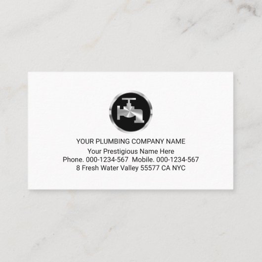 Carte De Visite Creative Blue Plumber Pipeline Waterflow (Dos)