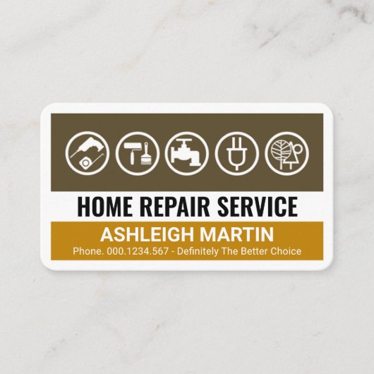 Carte De Visite Creative Brown Handyman Tools Layers (Devant)