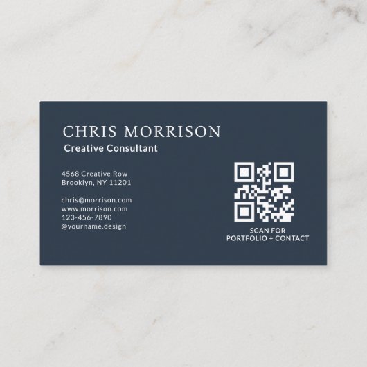 Carte De Visite Creative Consultant Photo QR Code Navy Blue (Dos)