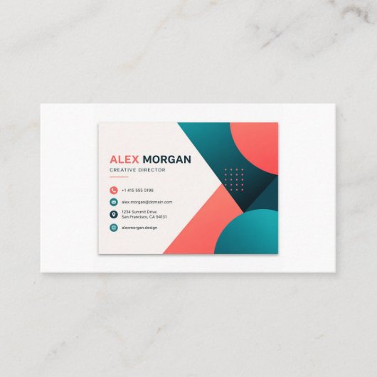 Carte de visite créative corail sarcelle géométriq (Devant)