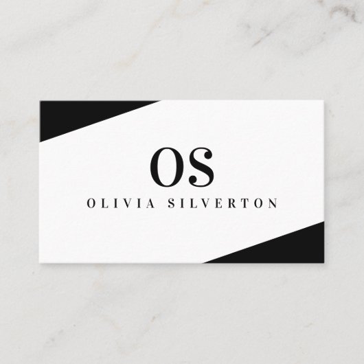 Carte De Visite CREATIVE CORNERS classe monogramme noir blanc (Devant)