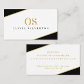 Carte De Visite CREATIVE CORNERS classe monogramme noir or blanc (Devant / Derrière)