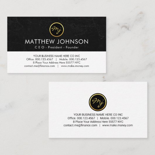 Carte De Visite Creative Create Your Name Monogram (Devant / Derrière)