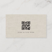 Carte De Visite Creative Director Linen Photo QR Code (Dos)