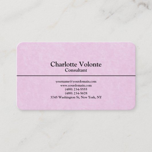 Carte De Visite Créative Feminine Rose tendance Plaine stylish Sim (Devant)