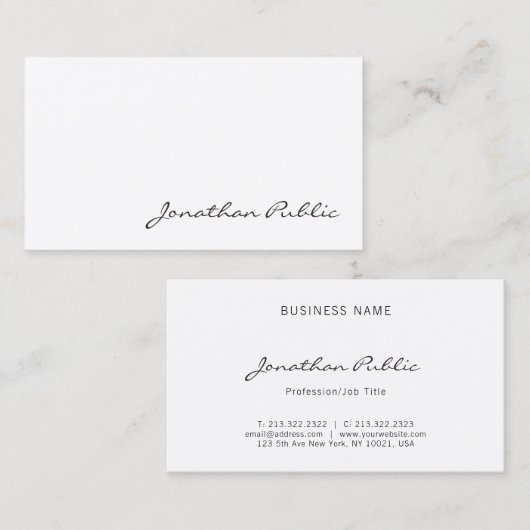 Carte De Visite Créative Freehand Script Professionnel Élégant (Devant / Derrière)