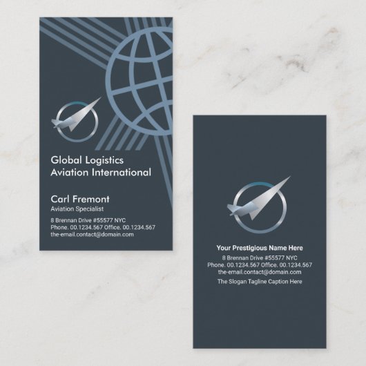 Carte De Visite Creative Global Border Frame Flight Aviation (Devant / Derrière)