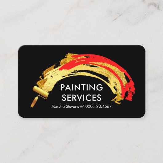 Carte De Visite Creative Gold Brush Paint Splatter (Devant)