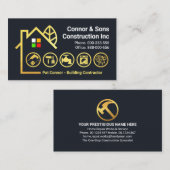 Carte De Visite Creative Gold Building Tools Paysage (Devant / Derrière)