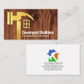 Carte De Visite Creative Gold Hammer Accueil Silhouette Bois Bois (Devant / Derrière)