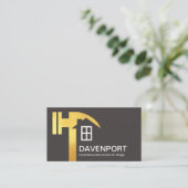 Carte De Visite Creative Gold Hammer Home Silhouette Entrepreneur (Debout devant)