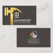 Carte De Visite Creative Gold Hammer Home Silhouette Entrepreneur (Devant / Derrière)