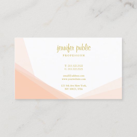 Carte De Visite Creative Gold Hand Script Nom Professionnel Modern (Dos)