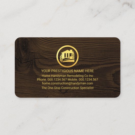 Carte De Visite Creative Gold Handyman Tools Building (Dos)