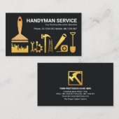 Carte De Visite Creative Gold Paint Brush Handyman Tools Builder (Devant / Derrière)