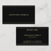 Carte De Visite Creative Gold Text Modern Simple Modèle noir (Devant / Derrière)