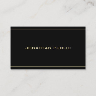 Carte De Visite Creative Gold Text Modern Simple Modèle noir