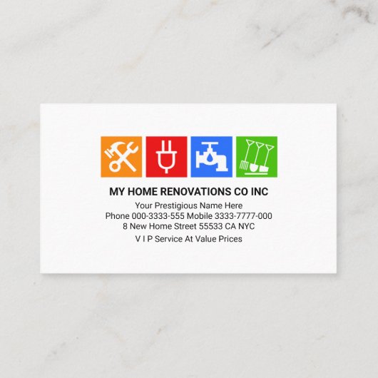 Carte De Visite Creative Handyman Signage Frame Building (Dos)