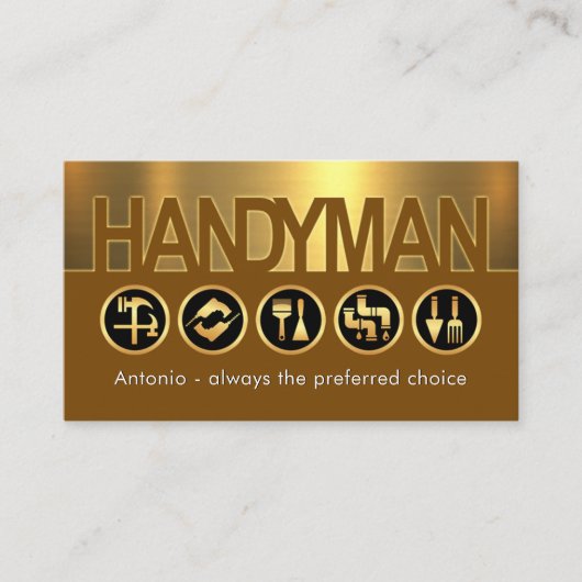 Carte De Visite Creative Handyman Signage On Gold Layer (Devant)