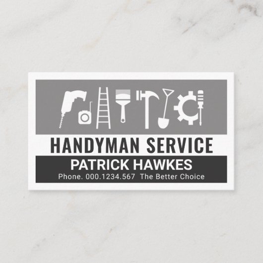 Carte De Visite Creative Handyman Tools Grey Layers (Devant)