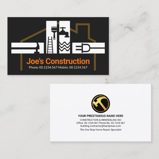 Carte De Visite Creative Handyman Tools House Frame (Devant / Derrière)