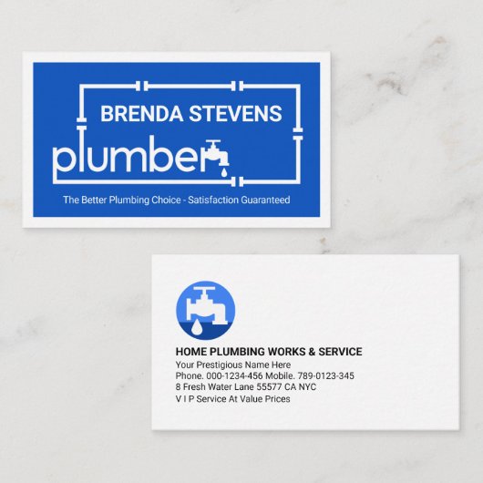 Carte De Visite Creative Leaking Plumber Pipe System  (Devant / Derrière)