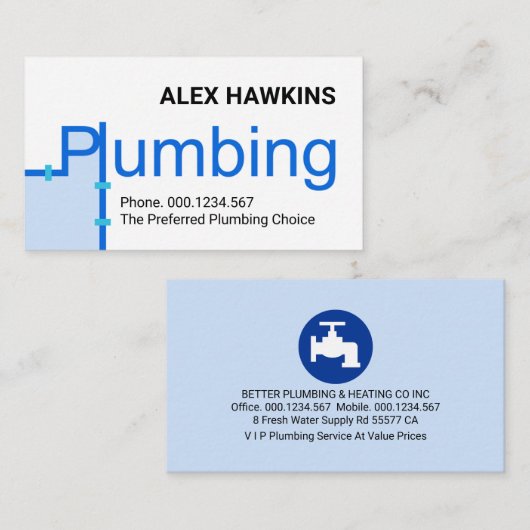 Carte De Visite Creative Leaking Space Plumbing Signage (Devant / Derrière)