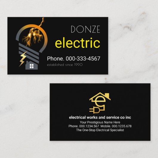 Carte De Visite Creative Lightbulb Home Lightning Strike (Devant / Derrière)