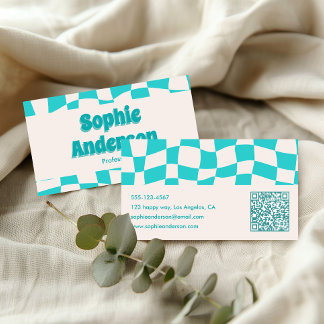 Carte De Visite Creative Minimal Professional Modern Teal Wavy