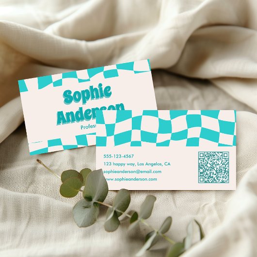 Carte De Visite Creative Minimal Professional Modern Teal Wavy