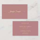 Carte De Visite Creative Modern Gold Hand Script Rouge Brown tenda (Devant / Derrière)