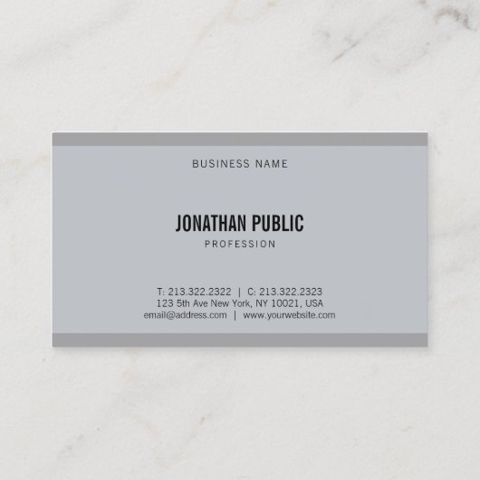 Carte De Visite Creative Modern Grey Élégant Simple Modèle Cool (Dos)