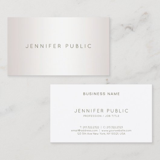 Carte De Visite Créative Moderne Élégant Faux Modèle Silver Clean (Devant / Derrière)