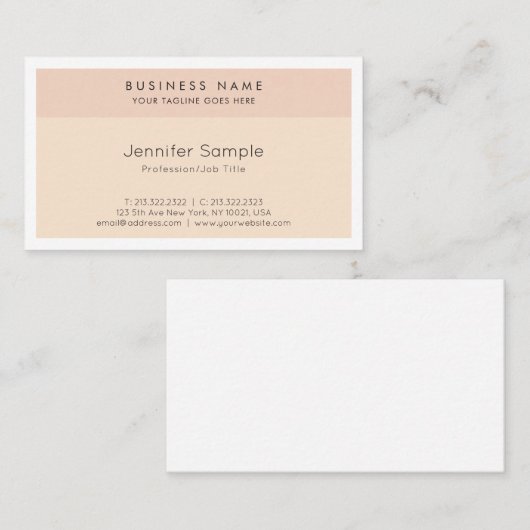 Carte De Visite Créative Moderne Professionnel Sleek Plain Luxe (Devant / Derrière)