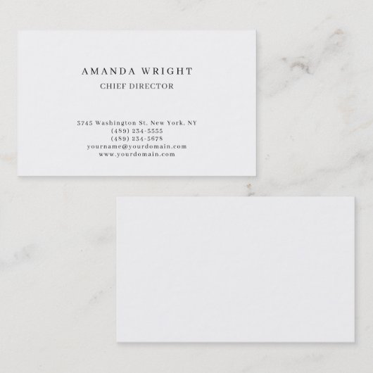 Carte De Visite Creative Plain Simple White Attractive Stylish (Devant / Derrière)