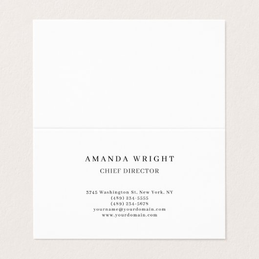 Carte De Visite Creative Plain Simple White Attractive Stylish (Extérieur déplié)