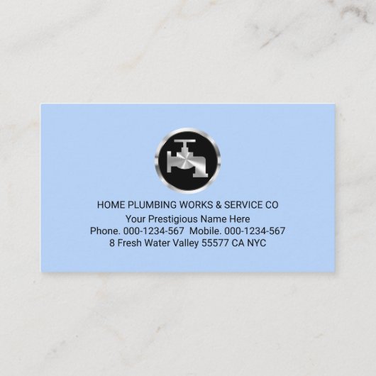 Carte De Visite Creative Plumber Pipe System Plumbing Works (Dos)