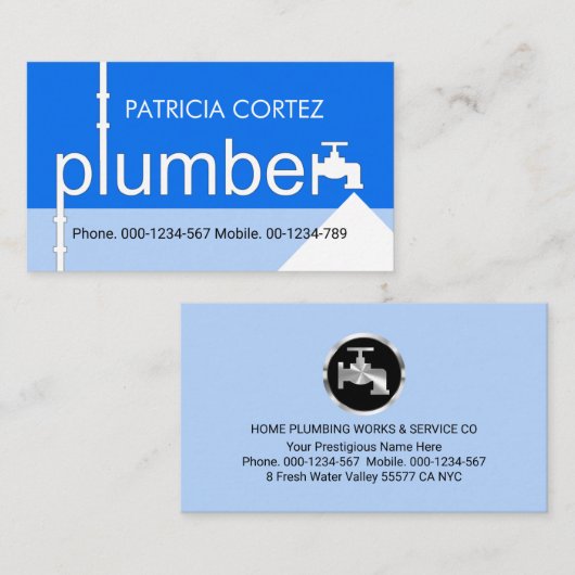 Carte De Visite Creative Plumber Pipe System Plumbing Works (Devant / Derrière)
