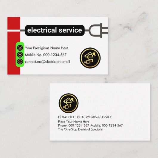 Carte De Visite Creative Power Plug Line Circuit Electricity (Devant / Derrière)