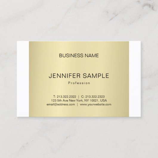 Carte De Visite Creative Professional Plain Moderne Elegant Or (Devant)