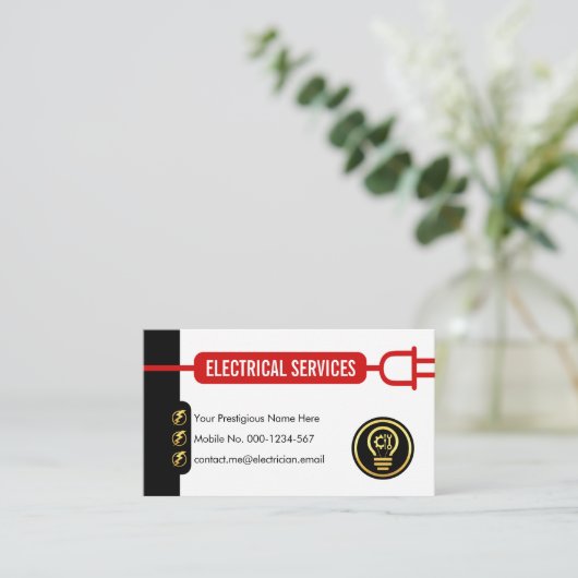 Carte De Visite Creative Red Power Plug Line Circuit (Debout devant)