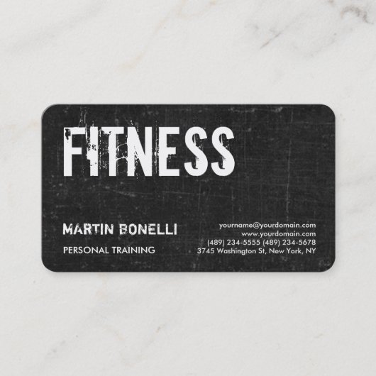 Carte De Visite Créative Retro Black Grey Dynamic Personal Trainer (Devant)